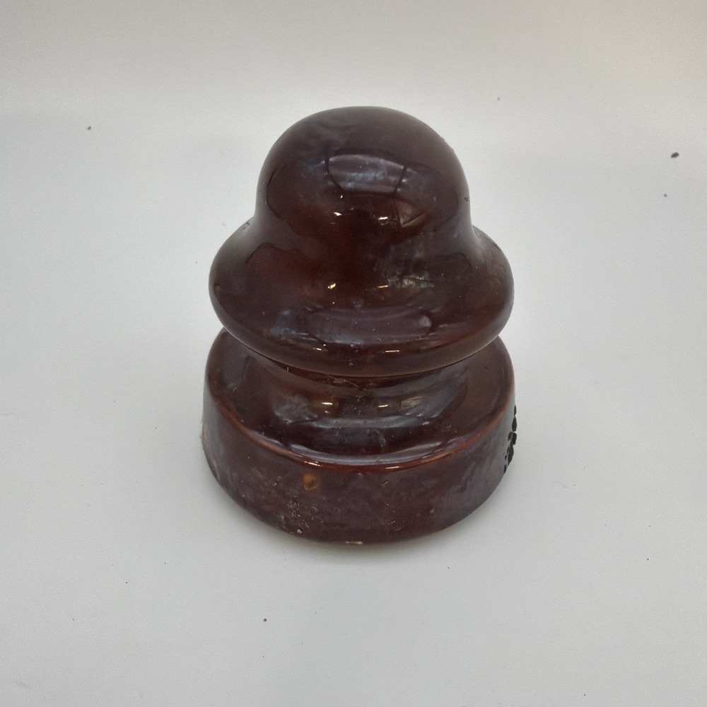 VINTAGE BROWN CERAMIC INSULATOR 3 3/4" TALL